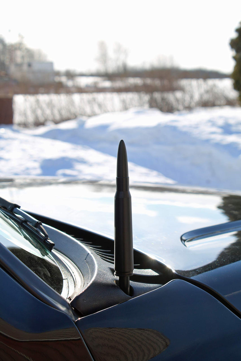 AntennaMastsRus - 50 Caliber Bullet Aluminum Antenna is Compatible with Ford F-150 (2009-2021) - USA Stainless Steel Threading 50 Cal Bullet Black
