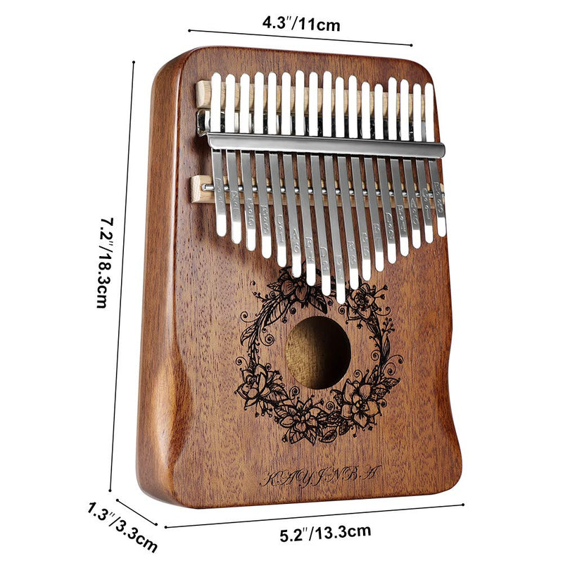 Pasutewel Kalimba 17 Keys Thumb Piano, Portable Mbira Sanza Finger Piano with Tune Hammer and Study Instruction, Easy to learn, Good Gift for Kids Adult Beginners. (Brown) Brown