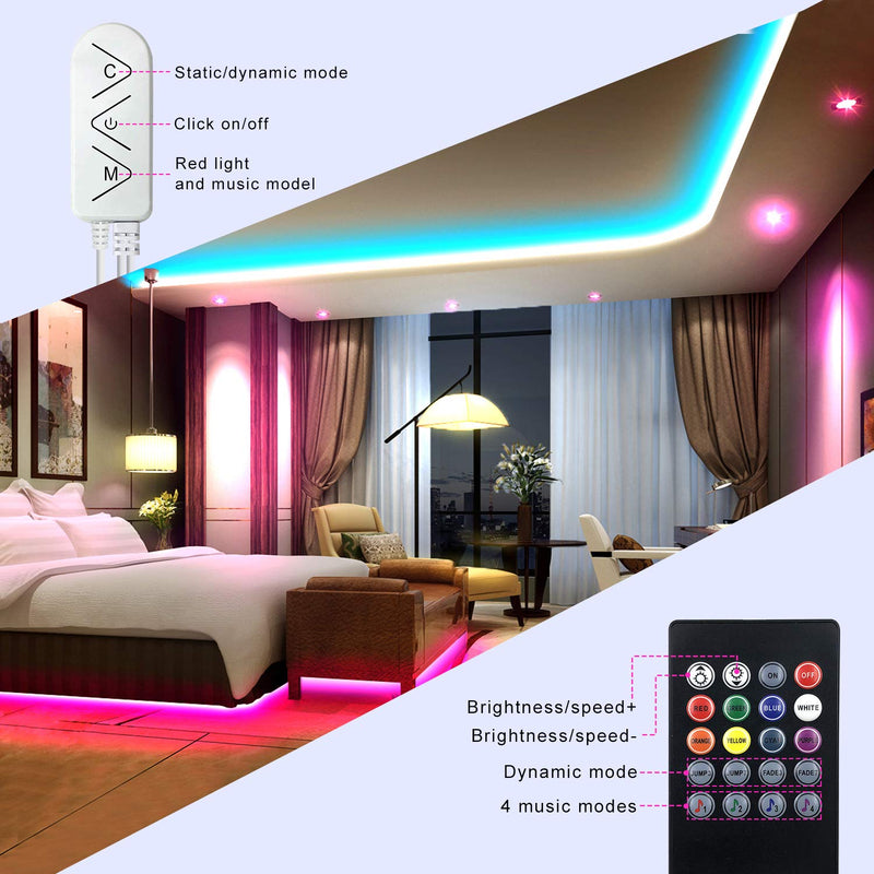 [AUSTRALIA] - Micomlan 50ft/15M Led Strip Lights,Music Sync Color Changing RGB LED Strip Lights Built-in Mic, Bluetooth app Controlled LED Lights Rope Lights, 5050 RGB LED Light Strip(APP+Remote+Mic+3 Button ) 