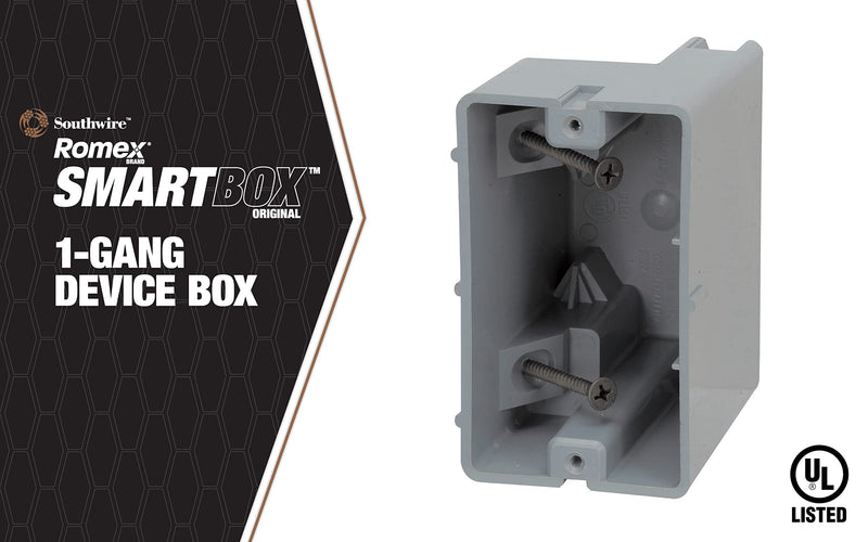 Southwire MSB1G One Gang Device Box with Depth Adjustable, Heavy Duty 42lb, Gray