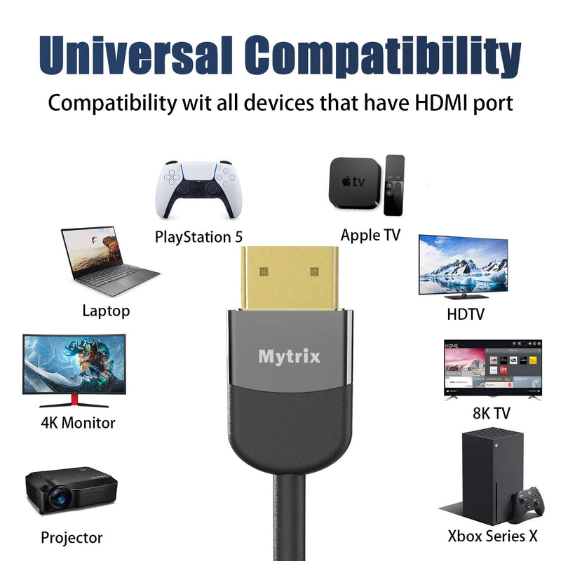 8k Hdmi Cable 48Gbps 2.1, Certified Ultra High Speed HDMI Cable - 8K@60Hz 4K@120 @144 7680P, Dynamic HDR, eARC, Compatible with 3D TV, Xbox, RTX 3080 3090 Projector Monitor PS5 PS4 (5FT/1.5M) 5 FT