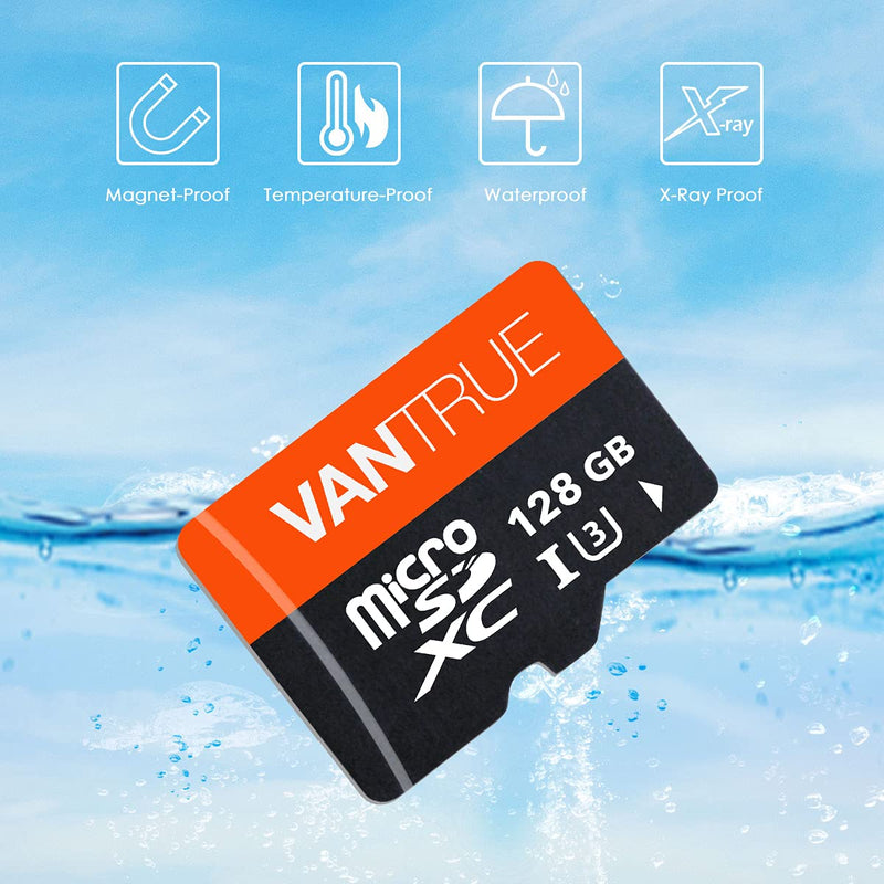Vantrue 128GB U3 microSDXC UHS-I 4K UHD Video Monitoring Memory Card with Adapter for Dash Cams, Body Cams, Action Camera, Other Surveillance & Security Cams Vantrue 128GB microSD Card