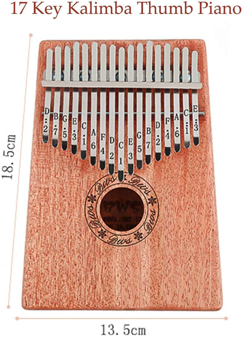 Kalimba 17 Keys Thumb Piano with Study Instruction and Tune Hammer, Finger Piano Christmas Gifts for Music Fans Kids Adults