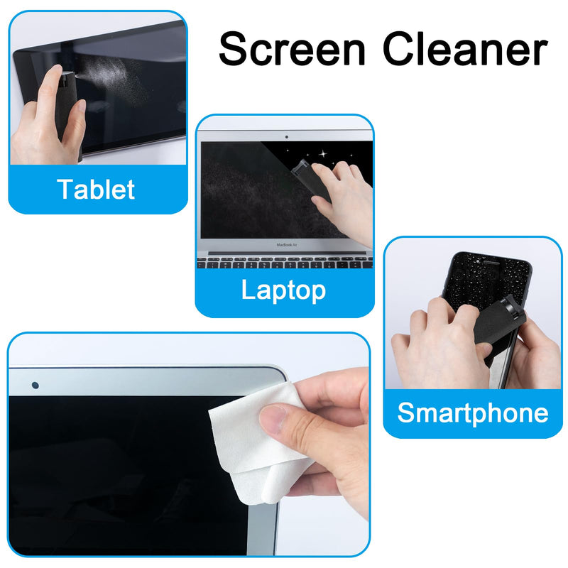 Screen Cleaner Touchscreen Mist Spray, walrfid Cleaning Kit for Electronic Smart Phone TV, Laptop, Tablet, PC, Computer LCD Flat Screens, Eyeglasses, Compatible with iPhone iPad MacBook Pro - Black Safety Black