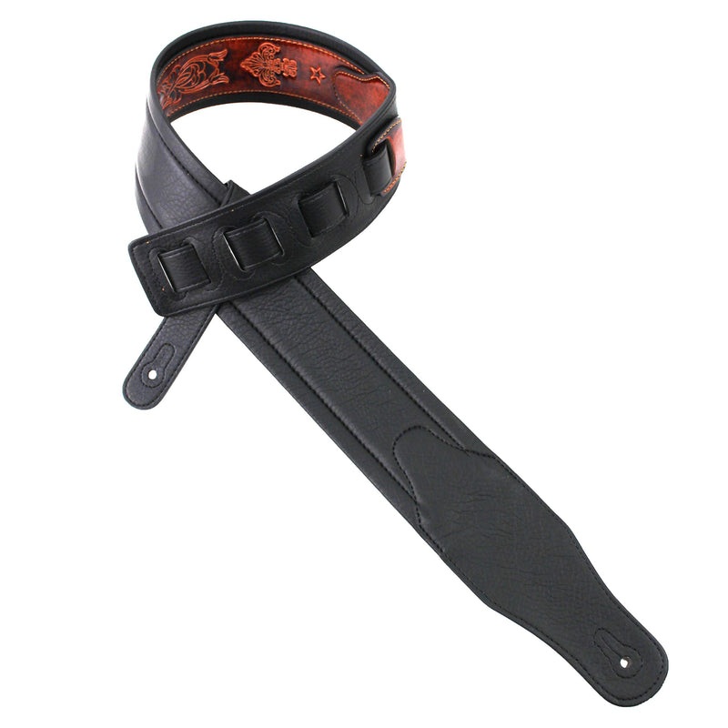 Walker And Williams GB-22 Bourbon Brown Padded Leather Strap with Fleur De Lis & French Chain Design