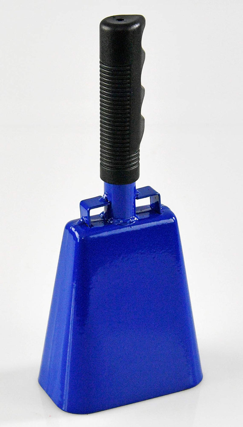 HOME-X Large 10” Iron Cowbell with Sturdy Handle, Cheering, Sporting Event Bell, Blue, 10” L x 4 ¼” W, 2 ½” H