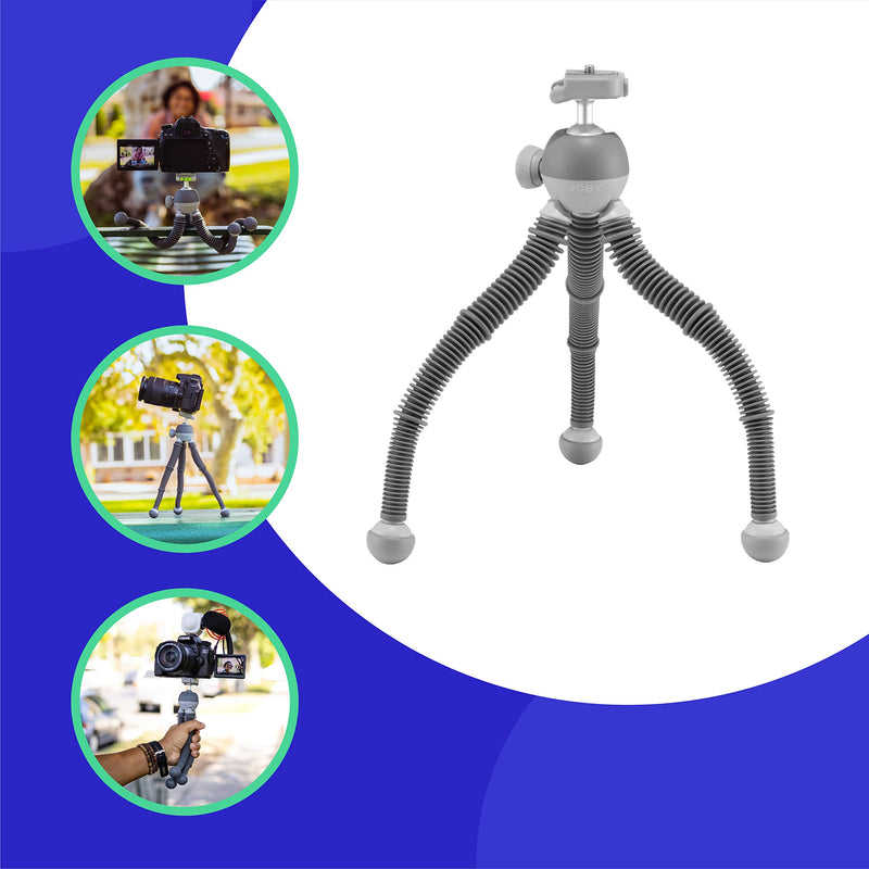 JOBY PodZilla Large Flexible Tripod with Ball Head Included, for Compact Mirrorless Cameras or Devices up to 2.5kg, Gray, JB01661-BWW
