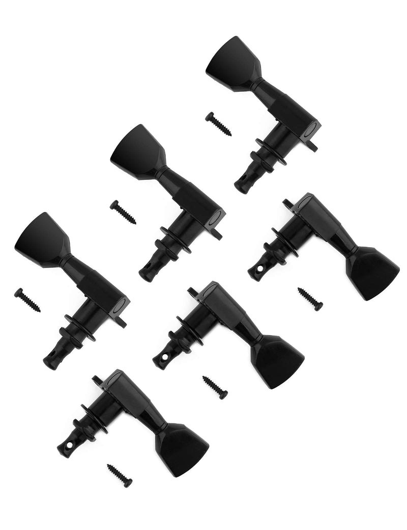 Holmer Sealed String Tuning Pegs Tuning Machines Grover Machine Heads Tuners Tuning Keys Vintage Keystone Style 3 Left 3 Right for Electric Guitar or Acoustic Guitar Black.