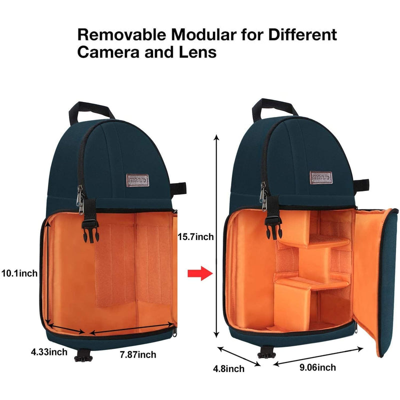 [AUSTRALIA] - MOSISO Camera Sling Bag, DSLR/SLR/Mirrorless Camera Case Shockproof Photography Camera Backpack with Tripod Holder & Removable Modular Inserts Compatible with Canon/Nikon/Sony/Fuji, Storm Green 