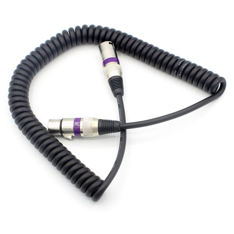 LoongGate Retractable XLR Patch Cord, Spring XLR Male to XLR Female Balanced 3 Pin Microphone Cable 10ft (Purple) Purple