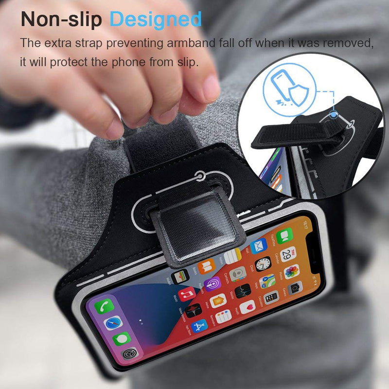 iPhone 12 Pro Max, 11 Pro Max Armband, JEMACHE Gym Workouts Running Cell Phone Arm Band for iPhone 12 Pro Max, 11 Pro Max, Xs Max, 12, 12 Pro, 11, XR with Airpods Pro Holder (Black) Black