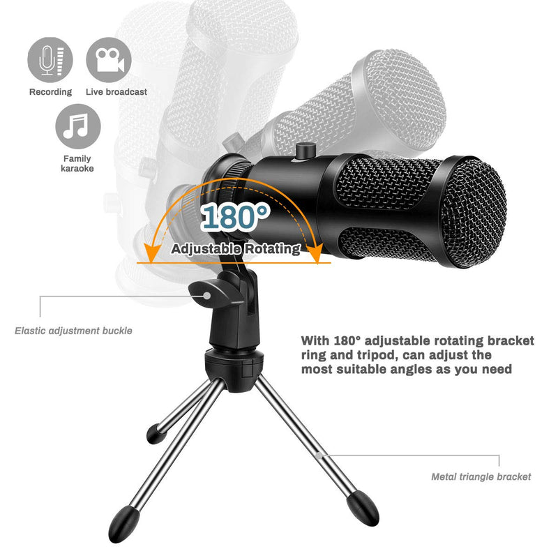 [AUSTRALIA] - USB Condenser Microphone, Jhua PC Desktop Microphone Plug and Play Professional Condenser Microphone for Laptop MAC Windows PS4 Gaming Desk Mic with Desktop Stand for Podcast and Streaming 