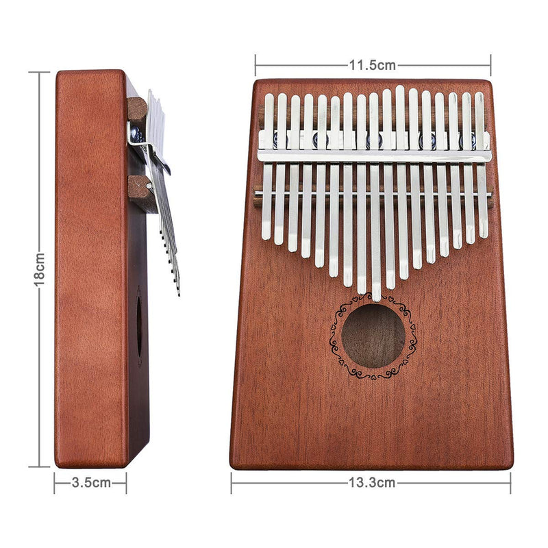 Thumb Piano Finger Piano 17 Key Kalimba Pocket Thumb Piano Mahogany Body, Finger Percussion Keyboard with Instruction and Tune Hammer, for Beginners and Advanced Players