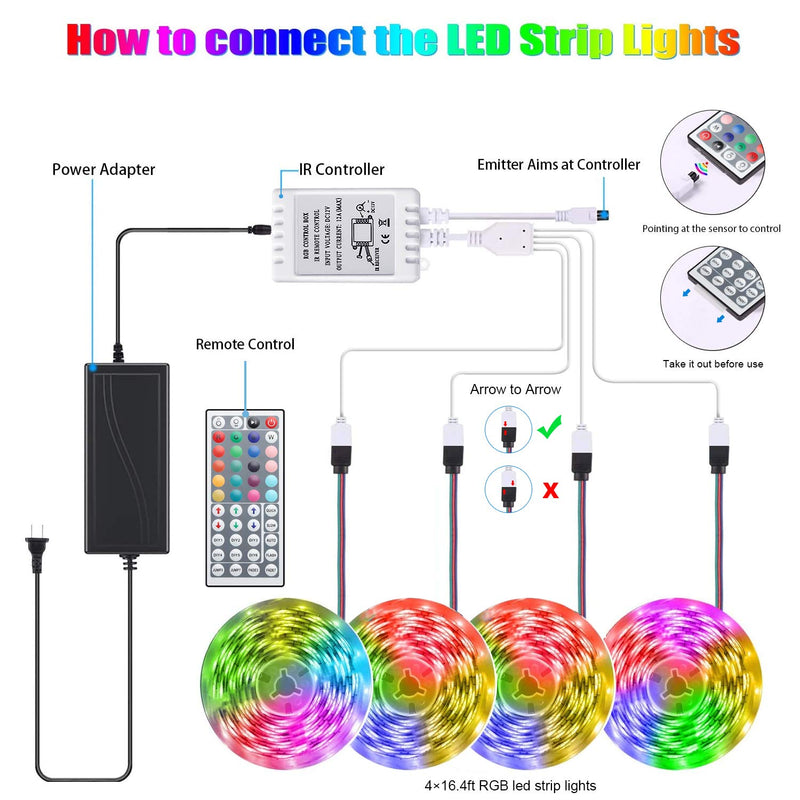 [AUSTRALIA] - Tenmiro 65.6ft Led Strip Lights, Ultra Long RGB 5050 Color Changing LED Light Strips Kit with 44 Keys Ir Remote Led Lights for Bedroom, Kitchen, Home Decoration 