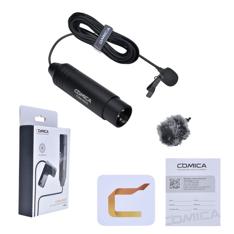 [AUSTRALIA] - Comica CVM-V02O Phantom Power Omni-Directional XLR Lavalier Lapel Microphone for Canon Sony Panasonic Camcorders Zoom H4n H5 H6 Tascam DR-40 DR05 DR-701D DR-60D DR-70D DR-100 Recorders(1 Pack)(5.9ft) CVM-V02O 1.8M 