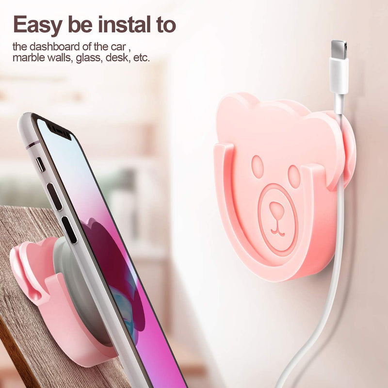 Socket Car Mount for Phone Holder Cute Bear Style Silicone Grip Stand with Phone line Clasp for Collapsible Socket User Used on Dashboard, Home, Office, Kitchen, Desk, Wall (Color) 6 Pack