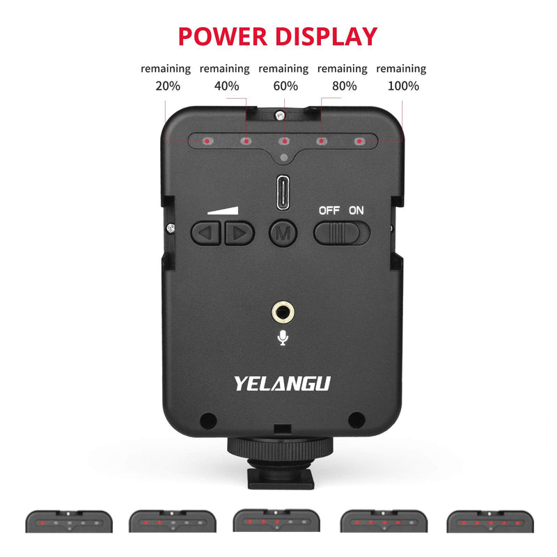 LED Video Light, YELANGU Built-in Microphone Recording and Lighting 2 in 1 Light for Camera, 5600K Rechargeable, Plug-Play Portable Micro Light for Vlog YouTube Conference Zoom Call