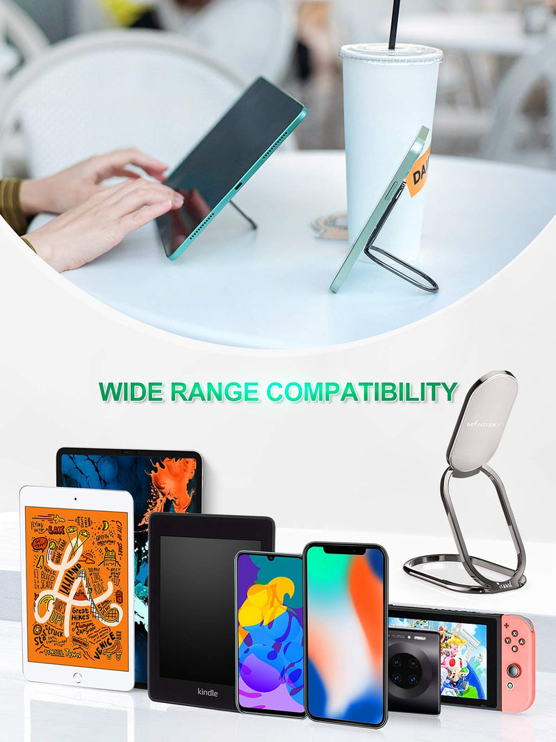 Phone Ring Holder Finger Kickstand 360°Rotation Cellphone Back Grip Foldable Cell Phone Stand for Desk Compatible with iPhone iPad Smartphones Tablets ( w/ Universal Magnetic Car Mount) Gun Black