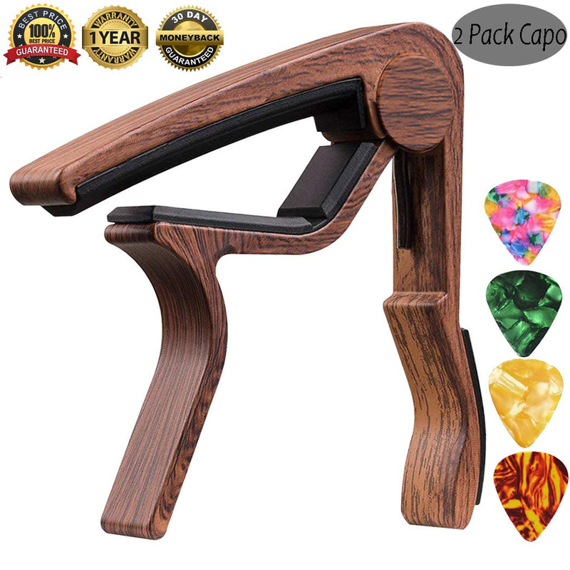 Guitar Capo 2 Pack Capo Acoustic Guitar Capo Electric Guitar Capo Ukulele Bass Banjo Mandolin Capo Clamp Rosewood