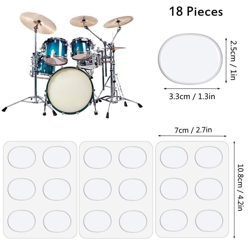 MIKIMIQI 18 Pieces Drum Dampeners Gel Pads Transparent Silicone Drum Silencers Clear Soft Drum Dampening Gel Pads Round Drum Mute Pads for Drums Tone Control