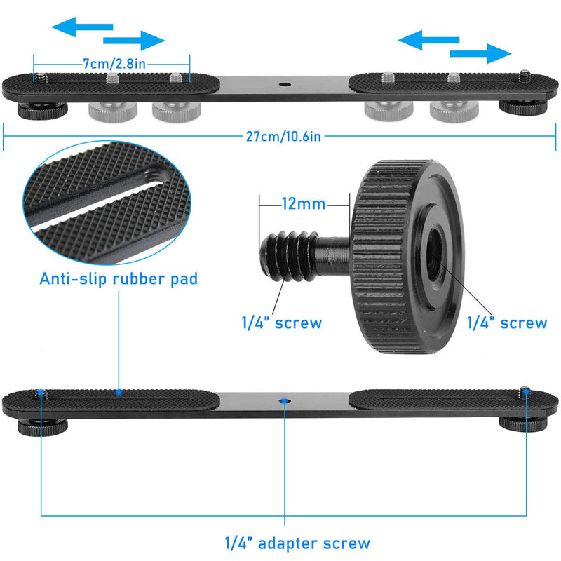 EXMAX® Dual Flash Bracket Holder for 1/4" Screw Tripod Light Stand DSLR Camera