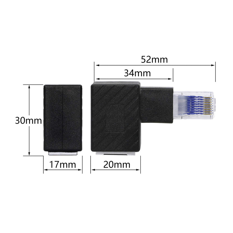 [AUSTRALIA] - RIIEYOCA 90 Degree Ethernet Adapter,Right Angle RJ45 Male to Female Extension Cat6 LAN Network Connector,for Computers, Laptops, Routers(2-Pack) Right Angle 