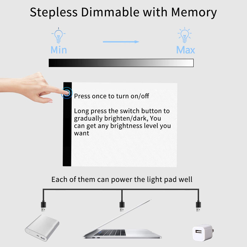 Diamond Painting Light Pad, with Protective Storage Bag, Ultra-Thin Portable A4 LED Light Box, Stepless Dimmable Light Board, Great for Diamond Painting, tracing, Drawing, Weeding Vinyl etc. A4 13.2 X 9.3inch