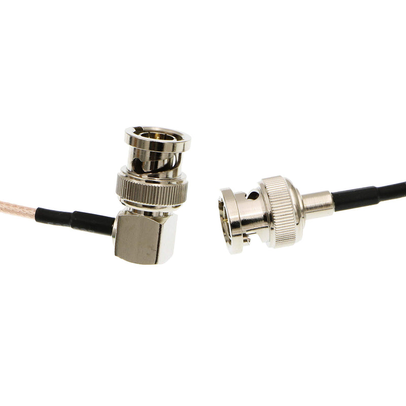 Uonecn RG179 HD-SDI Cable BNC Male to Right Angle BNC Cable 75ohm MegaFlex for Blackmagic HyperDeck Shuttle and BMCC BMPC Hyperdeck Cameras 24'' 60cm Straight-Right Angle BNC Pink