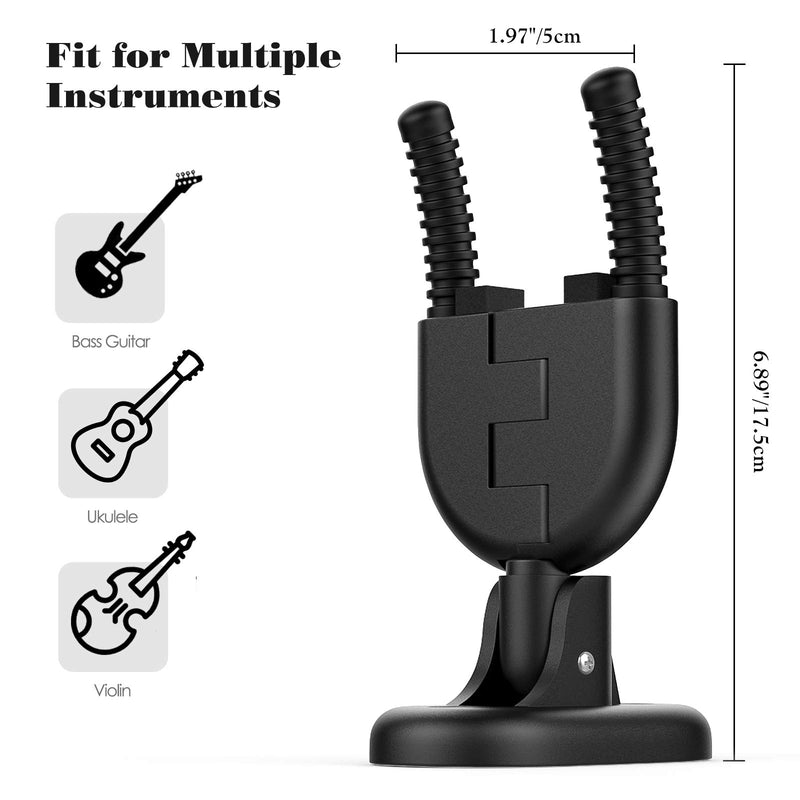 MoKo Guitar Wall Hanger, Foldable Guitar Wall Mount Bracket Display Stand Guitar Holder Auto-Lock Guitar Hook with Metal Base for Acoustic Electric Guitar Bass, Ukulele, Black