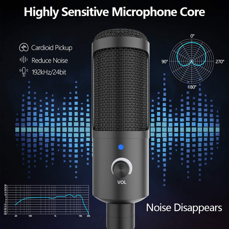 USB Microphone, SAMTIAN Metal Condenser Recording Microphone for Laptop MAC or Windows Cardioid Studio Recording Vocals, Voice Overs,Streaming Broadcast and YouTube Videos