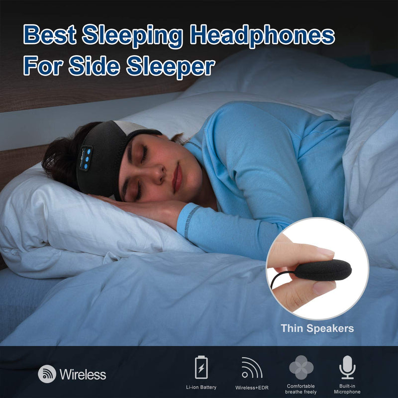 MUSICOZY Sleep Headphones Breathable Bluetooth 5.2 Headband 3D Sleeping Headphones, Wireless Eye Mask Sleep Earbuds for Side Sleeper Office Air Travel Cool Tech Gadgets Unique Gifts (Black & Gray) Black & Gray