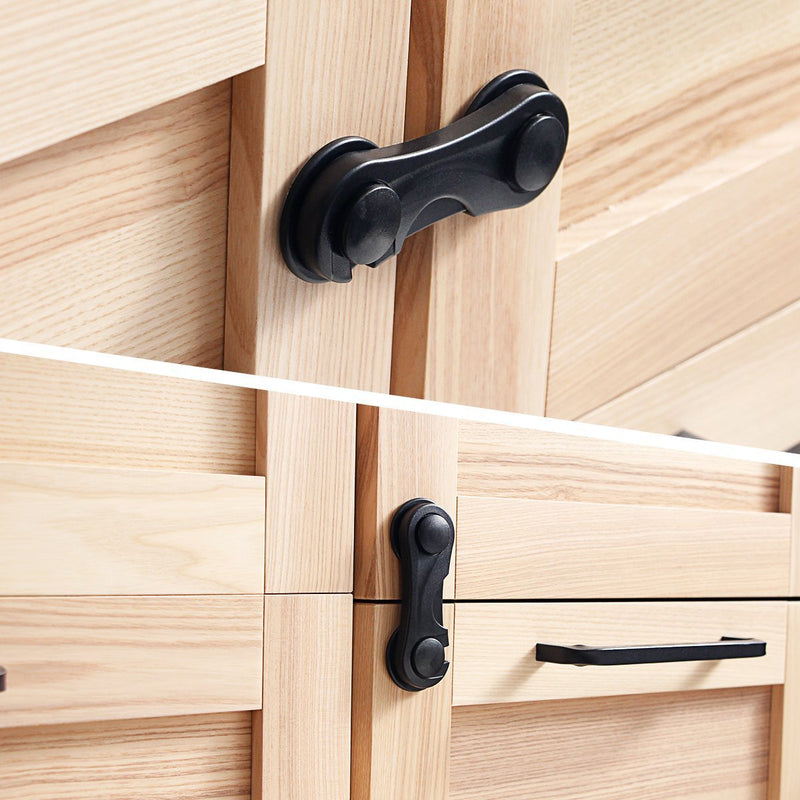 Child Safety Cabinet Locks (10 Pack) - Baby Proofing Latches Lock for Drawers, Toilet Seat, Fridge, Oven, with 10 Extra 3M Adhesives (Black) Black