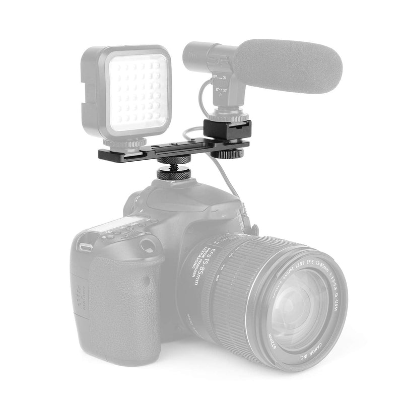 ChromLives Hot Shoe Extension Bar Mount, Cold Shoe Extension Flash Bracket, Dual Straight Mount Flash Bracket Compatible with Nikon Canon Sony Olympus DSLR Camera Camcorder DV Camera flash bracket