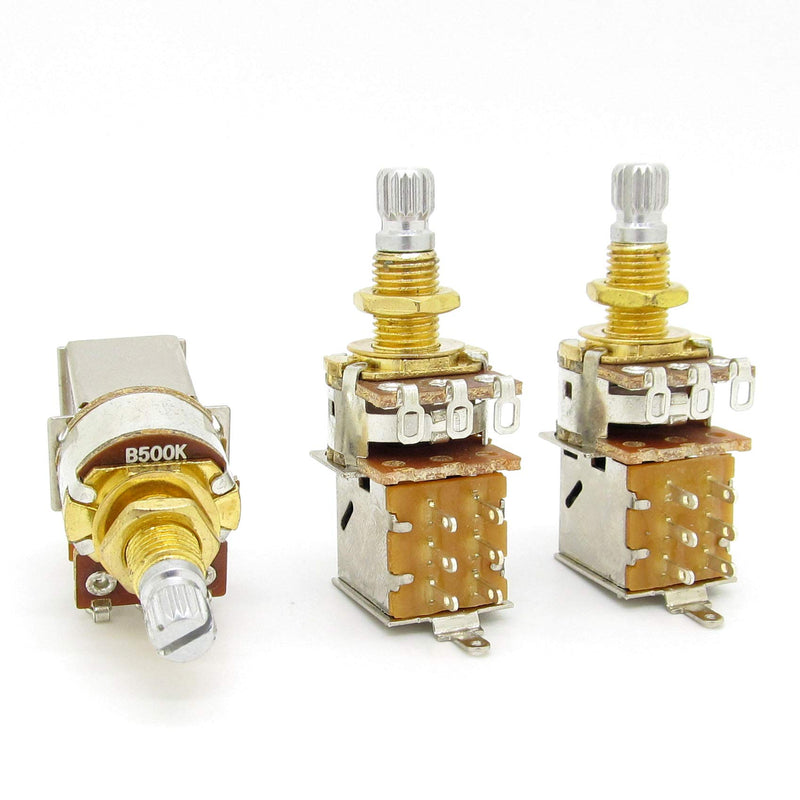 [ Gold ] Guitar Bass Push Pull Potentionmeter, B500K with Control Pot Potentiometer, Volume Tone Shaft Switch Pots (Pack of 3)