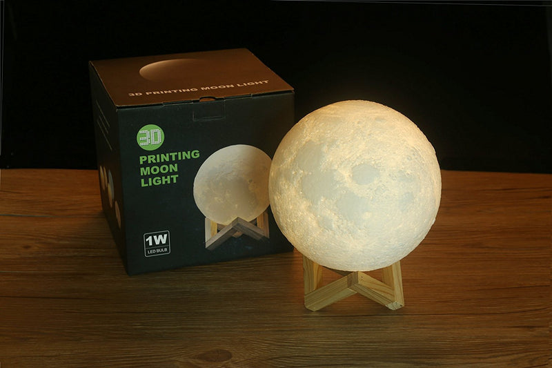 Gahaya 5.9"/15cm Moon Lamp, 3D Printed Light, Touch Control, Stepless Dimmable, Warm White (3000K) and Cool White (6000K), PLA Material, USB Recharge 5.9" 3 Colors