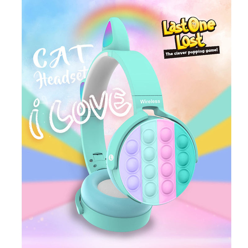 Rainbow Pop-On-It Bluetooth Headphones, Fidget Bluetooth Head-Mounted Stereo Headset, Wireless Headphones Noise Cancelling Headphones Over-Ear Headphones Gaming Headset for Kids Teens (Blue) Blue