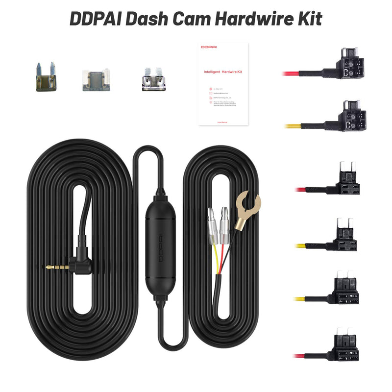 DDPAI Dash Cam Hardwire kit MiniONE, Dash cam Cable for Dash Cam Mini3, Dash Cam Mini3 hardwire kit & Minione (3.5mm Jack Mount), Intelligent Low Voltage Protection for car Parking Mode
