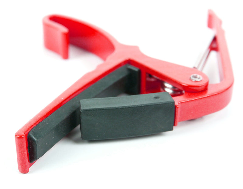 Bray Red Universal Trigger Clamp Guitar Capo With Rubber Padding - Perfect For Any Acoustic, Electric And Bass Guitar - Quick Release