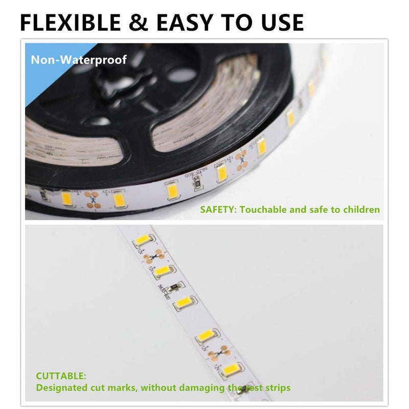 [AUSTRALIA] - Led Strip Lights, IEKOV 5630 SMD 300LEDs Non-Waterproof Flexible Xmas Decorative Lighting Strips, LED Tape, 5M 16.4Ft DC12V (Cool White) 5630 300leds Non-waterproof White 