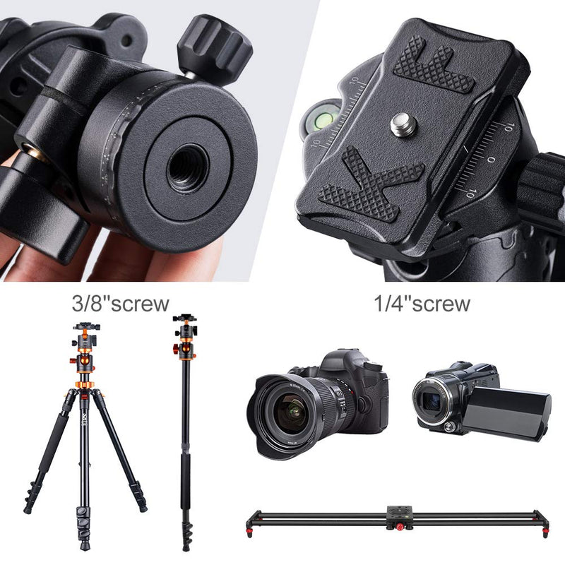 K&F Concept Professional 28mm Metal Tripod Ball Head 360 Degree Rotating Panoramic with 1/4 inch Quick Release Plate Bubble Level for Tripod Monopod Slider Camera Camcorder up to 22 pounds 28mm ball head