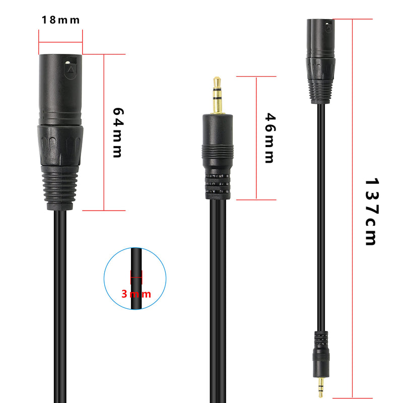 3.5mm to XLR Stereo Cable 1/8 TRS to 2 XLR Male Y Splitter Adapter Interconnect Audio Microphone Breakout Patch Cord