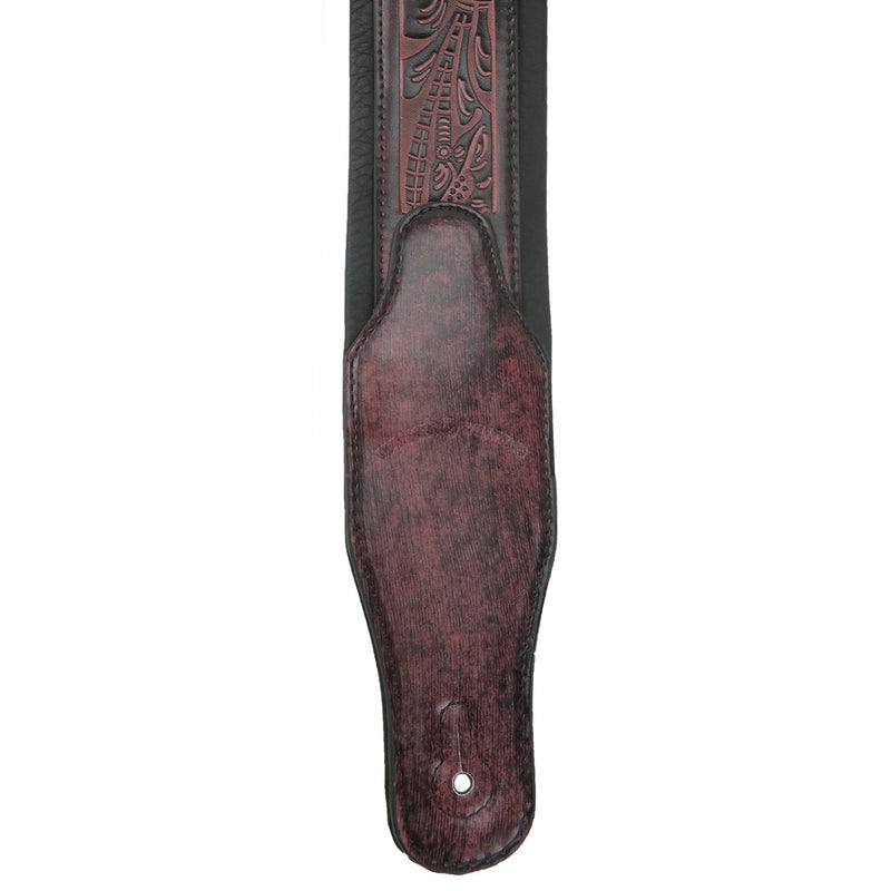 Walker & Williams GB-134 Oxblood Brown Native American Feather Padded Guitar Strap