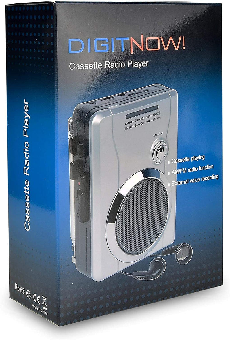 DIGITNOW! AM/FM Pocket Radio Cassette Player, Portable Personal Voice Audio Cassette Recorder Cassette Walkman Player Built-in Speaker