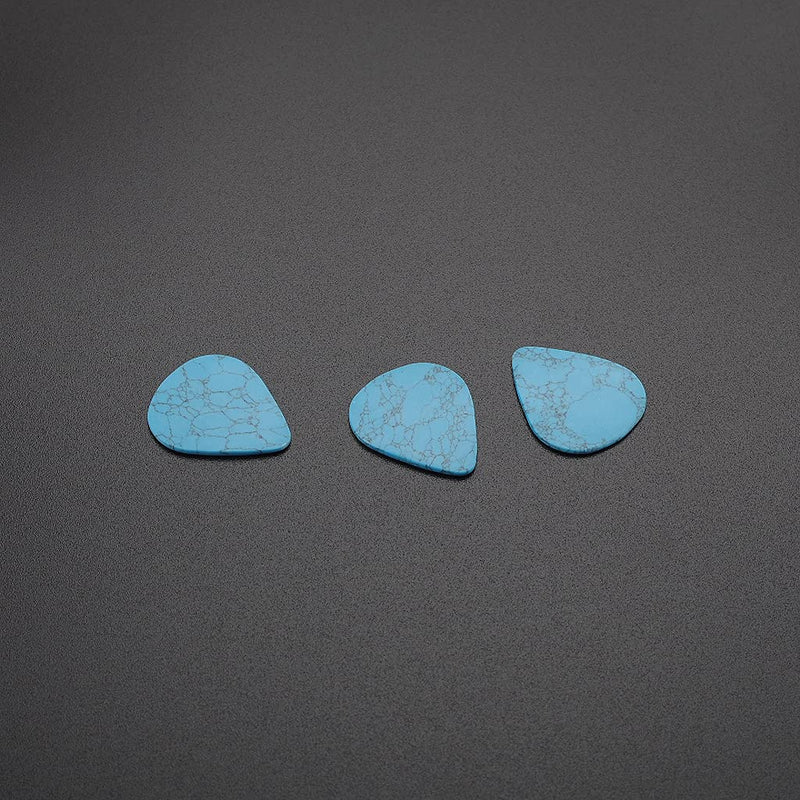 Alnicov 3Pcs Guitar Picks,Natural Stone Picks for Bass Guitar Ukulele,Crack Blue