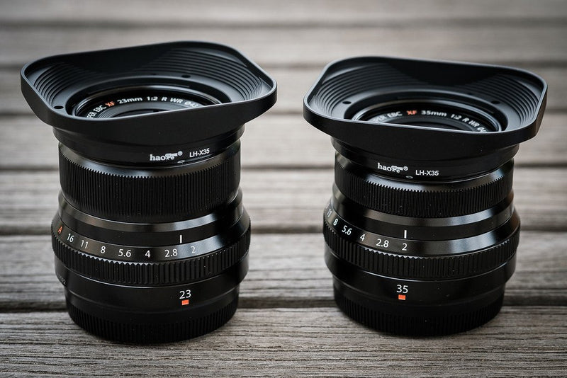 Haoge LH-X35 Bayonet Square Metal Lens Hood for Fujifilm Fuji Fujinon XF35mmF2 XF 35mm f/2 R WR and XF23mmF2 XF 23mm f2 R WR Lens on X-Pro3 X-Pro2 X-T4 X-T3 X-T30 X-T20 Replace LH-XF35-2