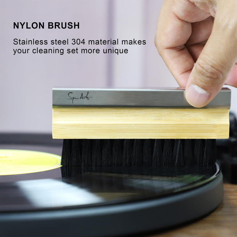 SpinArt Vinyl Record Cleaner Vinyl Record Cleaning Kit 8 -in-1,Includes Soft Velvet & Record Brushes, LP Cleaning Solution, Turntable Stylus Gel, Microfiber Cloth, Label Protector & Storage Box