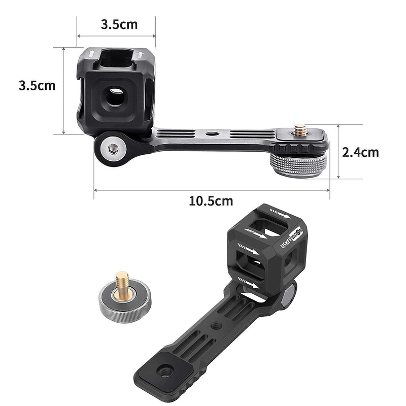 USKEYVISION Triple Cold-Shoe Mount Bracket Kit for Camera & Gimbal 180° Roll Microphone Video Light Mount Dual 1/4in Thread Compatible with All DSLR Cameras & All Gimbals (UVCS-2) UVCS-2