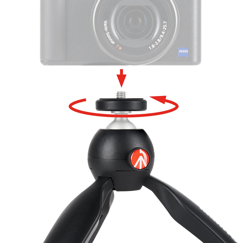 Manfrotto MTPIXIMII-B, PIXI Mini Tripod with Handgrip for Compact System Cameras, Made in Italy, for DSLR, Mirrorless, Video, Compact Size, Technopolymer and Aluminium, Black PIXI Mini Made in Italy