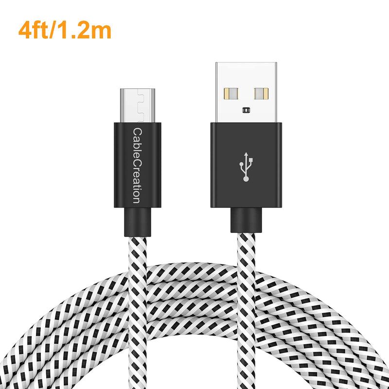 USB to Micro USB Cable, CableCreation 4 FT Braided USB Charger Data Cable, Compatible Fire Stick, Chromecast, Power Pack, Android Phone 1.2M Black