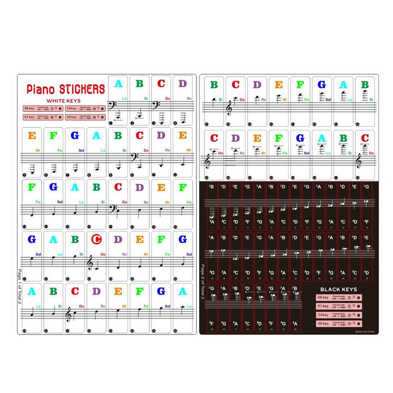 Piano Stickers, Piano Keyboard Stickers for Key, Transparent Removable Large Letter Piano Stickers Beginners Piano Keyboard Stickers Full Set Black&White Keys for 49/61/76/88 Keyboards